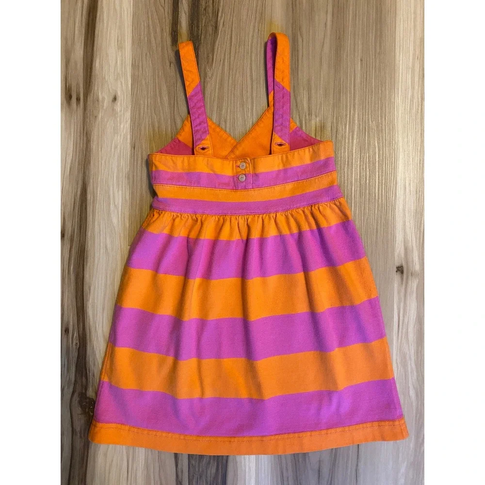 Ralph Lauren Girls Pink Orange Striped Cotton Jersey Sun Dress 3T Sleeveless